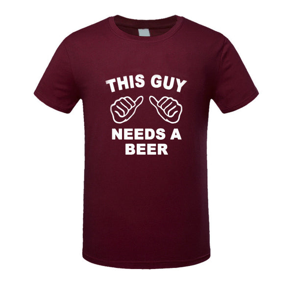 THIS GUY NEEDS A BEER Funny Guy Tee Shirt