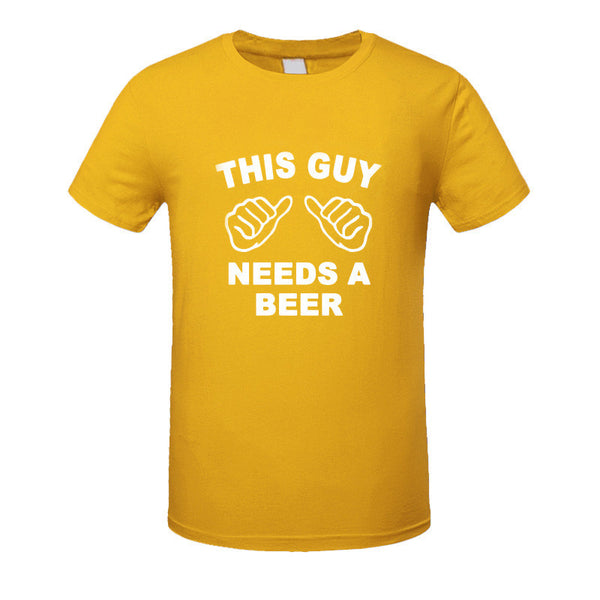 THIS GUY NEEDS A BEER Funny Guy Tee Shirt