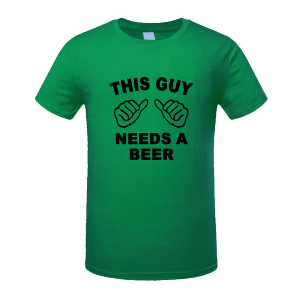 THIS GUY NEEDS A BEER Funny Guy Tee Shirt